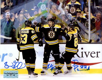 Patrice Bergeron Brad Marchand David Pastrnak Boston Bruins signed 16x20