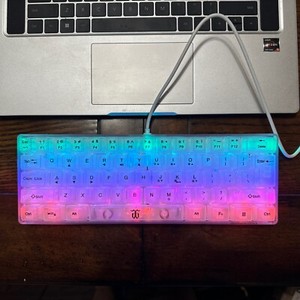 Snpurdiri 60% Wired Gaming Keyboard RGB Backlit, Transparent Small 61 Keys Clear