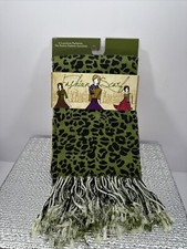 Pashmina Scarf  Green Leopard  100 Acrylic  28" x 78"  NEW