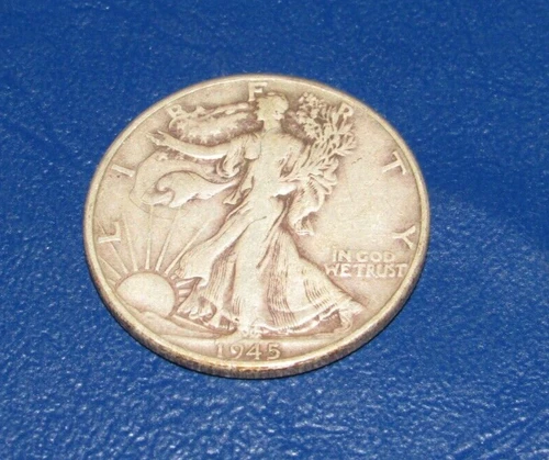 F-VF Silver 1945 p Philadelphia Mint Silver Walking Liberty Half Dollar 1/2 WLH