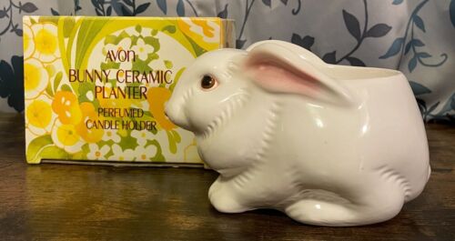 NIB AVON BUNNY CERAMIC PLANTER (or Candle Holder) Handcrafted in Brazil - Picture 1 of 2