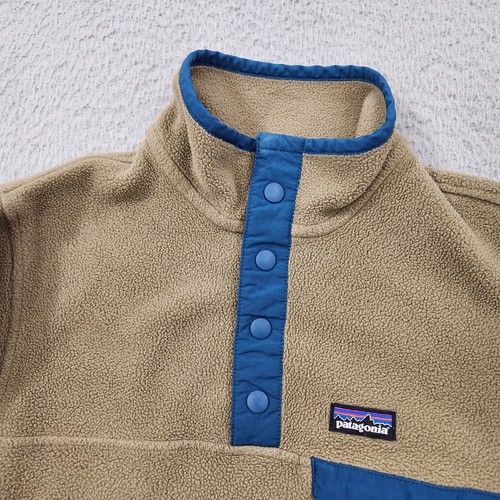 Patagonia Jacket Boys Medium Beige Oatmeal Lightweight Synchilla Snap T Pullover - Picture 4 of 13