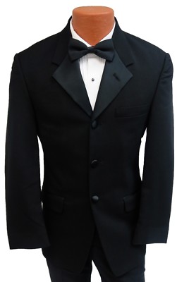 Classic Black Prom Tuxedo Jacket Pant Set Discount Tux Outfit Traditional  Fit