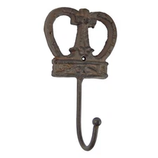 Crown Cross Wall Hook Key Towel Coat Hanger Royal Antique Style Brown Cast Iron