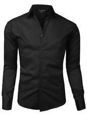 NE PEOPLE Mens Long Sleeve Tailored Point Collar Button Down Slim fit Shirts