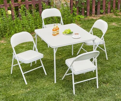 Metal Folding Chairs,Foldable Chair with Padded Seats, 4 Pack, White - Picture 14 of 17