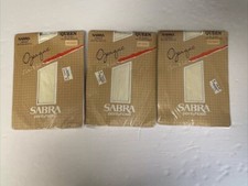Sabra Women's Queen Size Off White Opaque Cotton Crotch Pantyhose NOS Lot Of 3