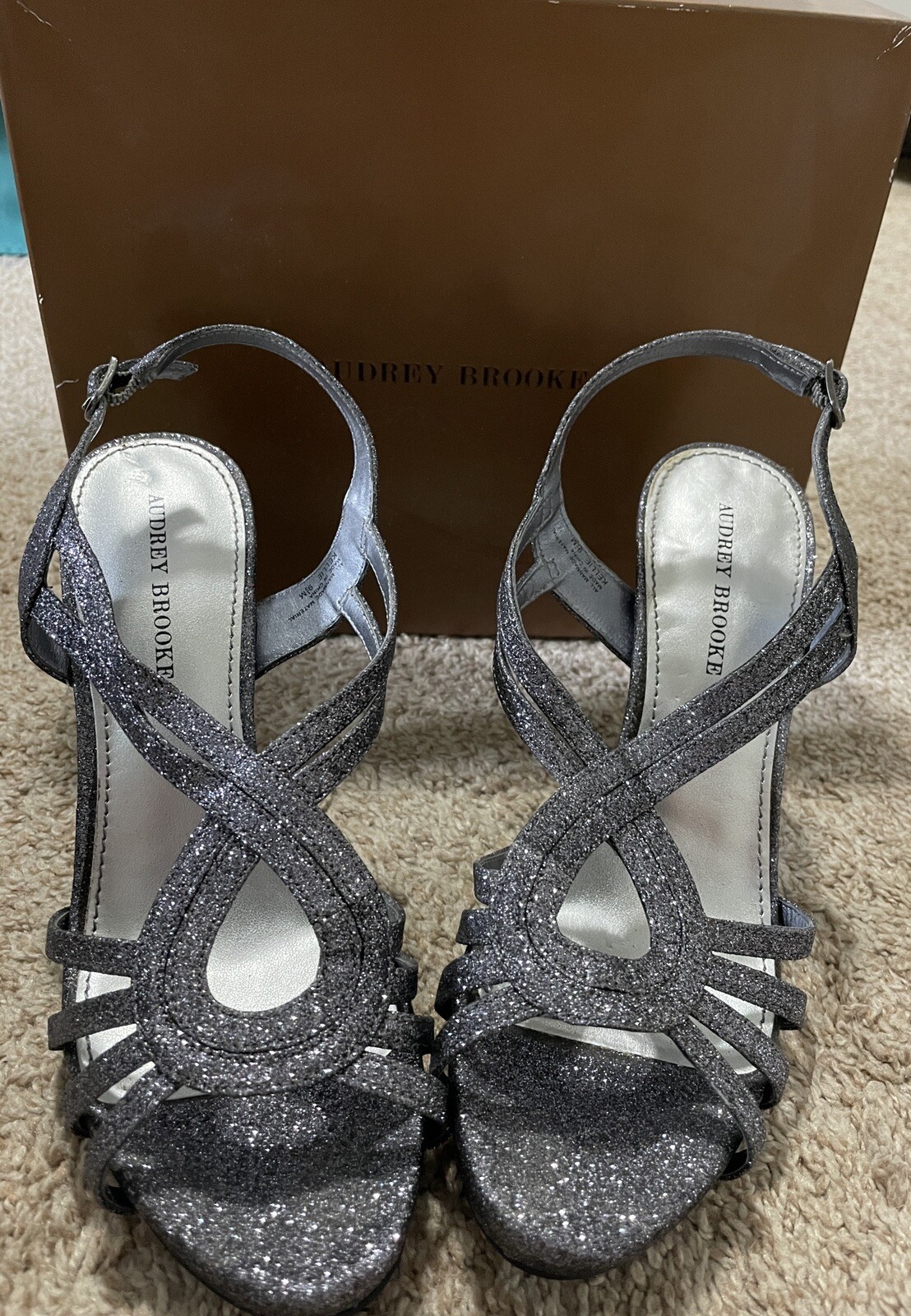 Audrey Brooke Kellie Pewter Glitter 4 Inch heels, Siz… Gem