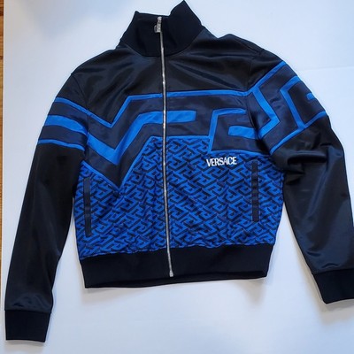 $1425 Versace Monogram Track Jacket New With Tags. Navy Blue Size