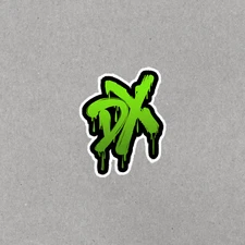 Neon Green Graffiti DX Logo Sticker - Edgy Street Art Decal #2478