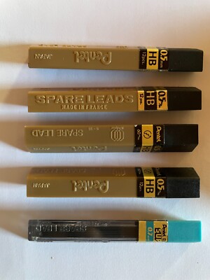5 Dosen Pentel Bleistift Minen - 46 Stück 0,5 mm - HB - VINTAGE