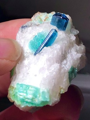 Natural Emerald Paraiba Tourmaline Crystal Raw Matrix Rarest Brazilian Specimen