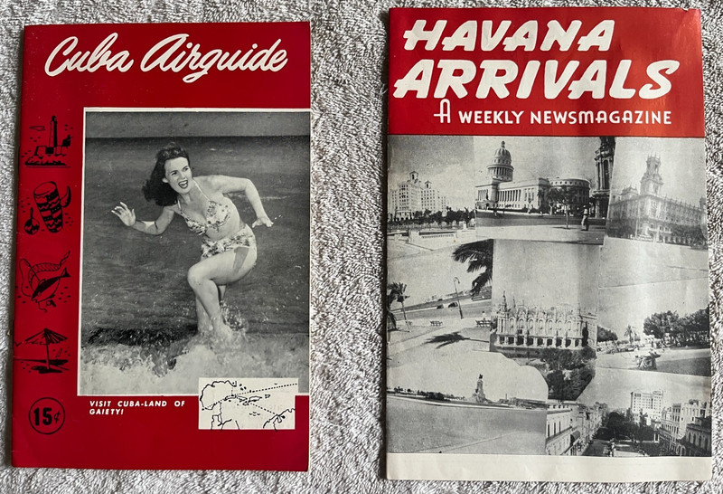 2 Havana Cuba tour guides 1954 "Cuba Airguide" "Havana Arrivals" tourism books