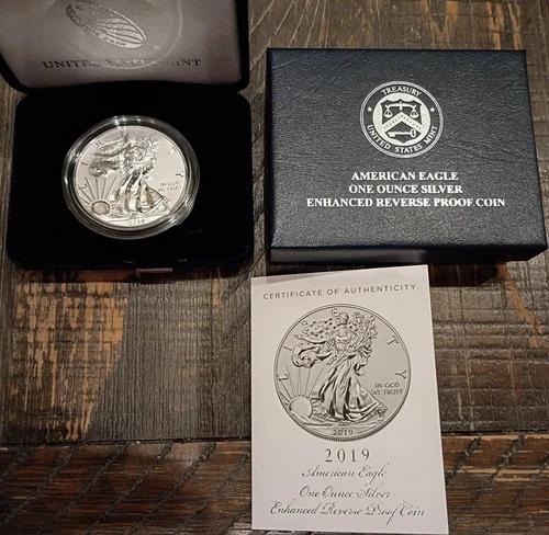 2019-S American Silver Eagle Enhanced Reverse Proof 1 oz Coin Box with COA 19XE