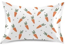 Cute Carrot Satin Pillowcase for Hair and Skin, Easter Silk Pillow Case Color 8
