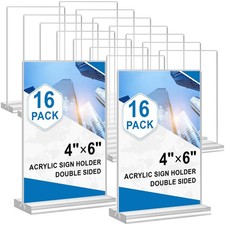 Acrylic Sign Holder 4x6 Clear Double Sided Table Display Stand 16 Pack