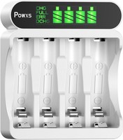 Powxs Batterie LadegeräT FüR NI-MH NI-CD AA AAA Akkus, 4 Ladeplatz Akku L