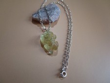 Natural Lemon Quartz Carved Rose Necklace in Solid Sterling Silver TIH#282