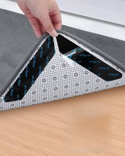 32 PCS Reusable Washable Grippers for Rugs, Highly adhesive and Whtie black
