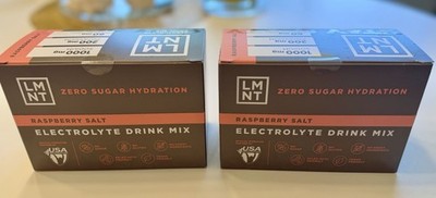 LMNT Electrolyte Drink Mix Raspberry Salt No Sugar 1000mg Sodium 2unopened boxes