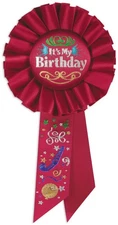 Red It's My Birthday Rosette of Size 3¼" x 6½" - Beistle