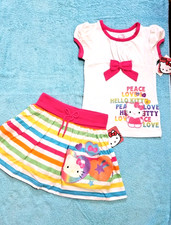 NWT Sanrio Hello Kitty outfit shirt  Skort Sz 5 white pink blue yellow green