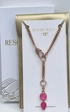 Bomb Party Resort Wear Necklace NK87550 "The Marina Necklace" Pink on Rose Gold