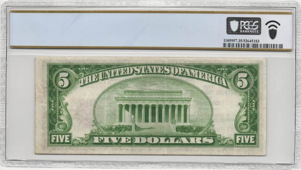 Fr.1850-G 1929 Chicago $5 Federal Reserve Bank Note PCGS Choice VF 35 PPQ - Image 2 of 2