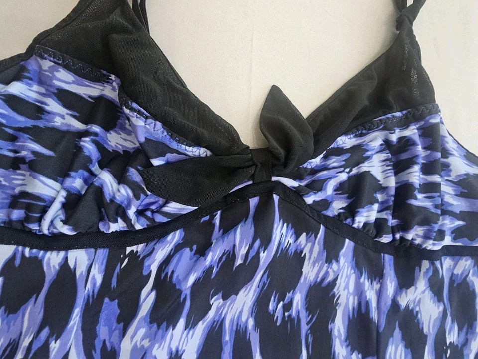 Camisón Betsey Johnson Chemise Grande Azul/Negro Tejido Elástico Foto 3 de 4