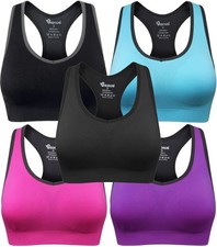 Women's Seamless Racerback Sports Bra High Impact Support Yoga Gym Workout Fitne