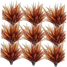 12 Bundles Artificial Fall Flowers for Outdoors Fall 12 Pack Orange Brown