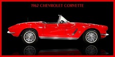 1962 Custom Chevrolet Corvette Convertible In Red New Sign 9x18 Usa Steel