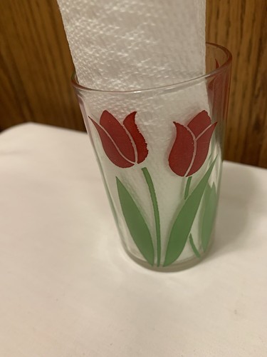 Vintage Swanky Swig Red Tulips Juice Glass By Kraft Foods - Picture 3 of 3