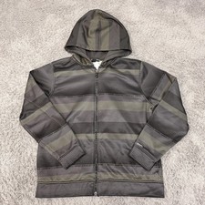 Under Armour Jacket Youth Large 14-16 Gray Storm Hooded Full Zip Fleece Striped