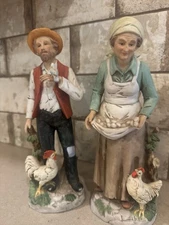 2 Homeco Vintage Porcelain Figurines Old Man & Woman #1434