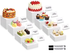 8 Pack White Food Risers and 8 Display Signs 2 Markers Acrylic Risers Stands ...