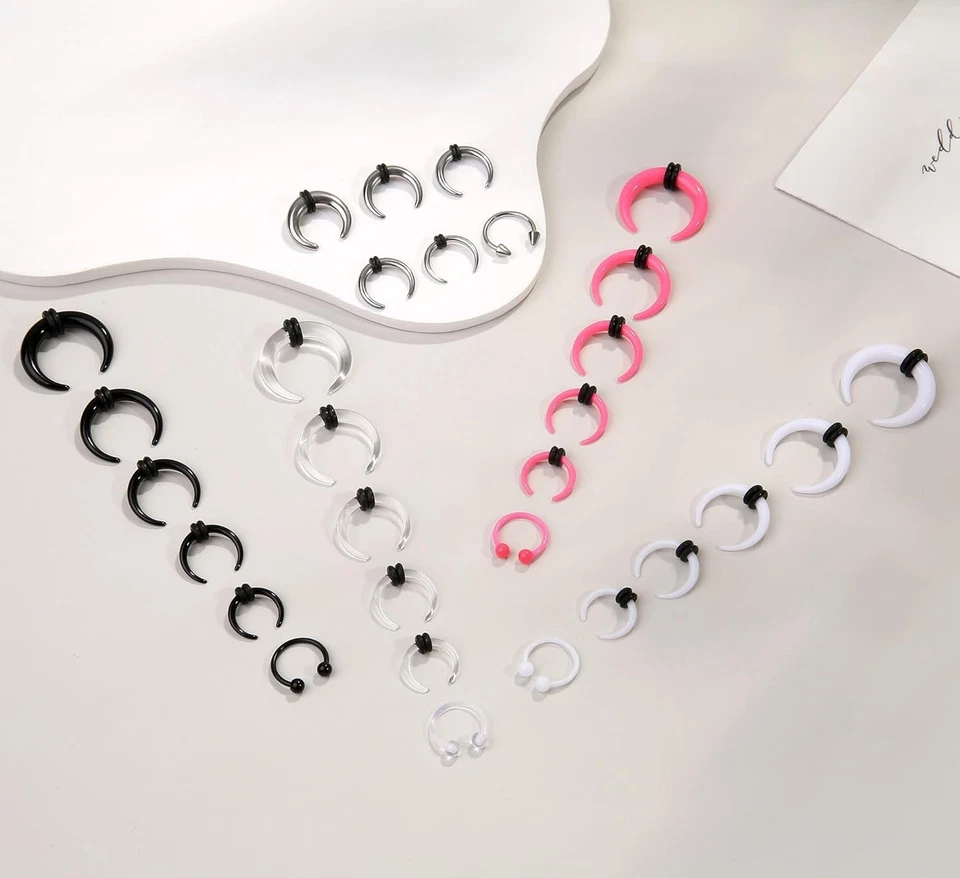 Kit de estiramiento de conos de pinza de tabique acrílico acero inoxidable piercing de tabique... Foto 2 de 4