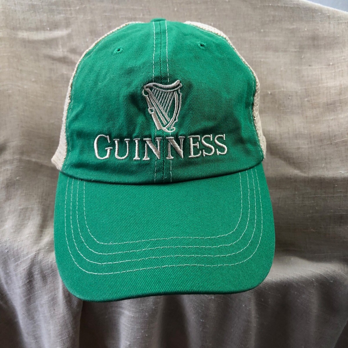 Guiness Beer Hat Cap Mens Green Beige Snapback Mesh | eBay display picture 1