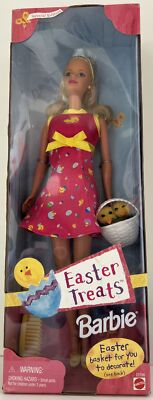 EASTER TREATS BARBIE SPECIAL ED.BABY    ON DRESS/BASKET W (2 )CHICKS/BRUSH VNTG