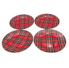 Mikasa Bone China Christmas Tartan Red Plaid Salad Plates - Set of Four - New