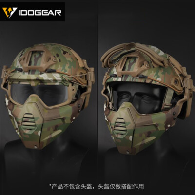 Set Masque Et Lunettes Tactique IDOGEAR – Demi-masque Fask + Goggles, Pour Rail Casque