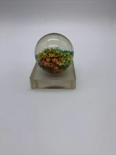 Retro 1969 New Designes Original Lucite Acrylic Paper Weight With Flowers USA