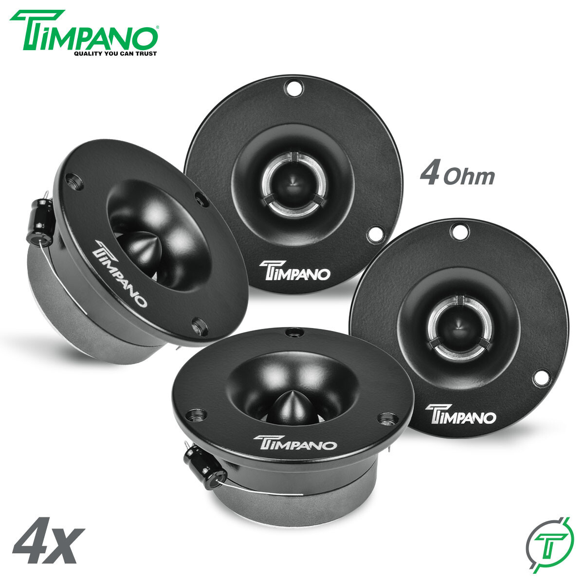 4x Timpano 1200 Watt Car Audio Bullet Tweeters TPT-ST3 BLACK 3.75