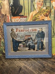 VINTAGE C. 1920 BARTEL PERFECTION OVERALLS CARDBOARD SIGN JACKETS PANTS SHIRTS
