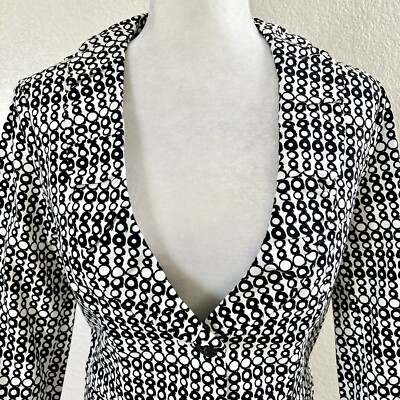 Cabi #298 Du Jour Career Blazer Jacket Size 4 White Black Pockets