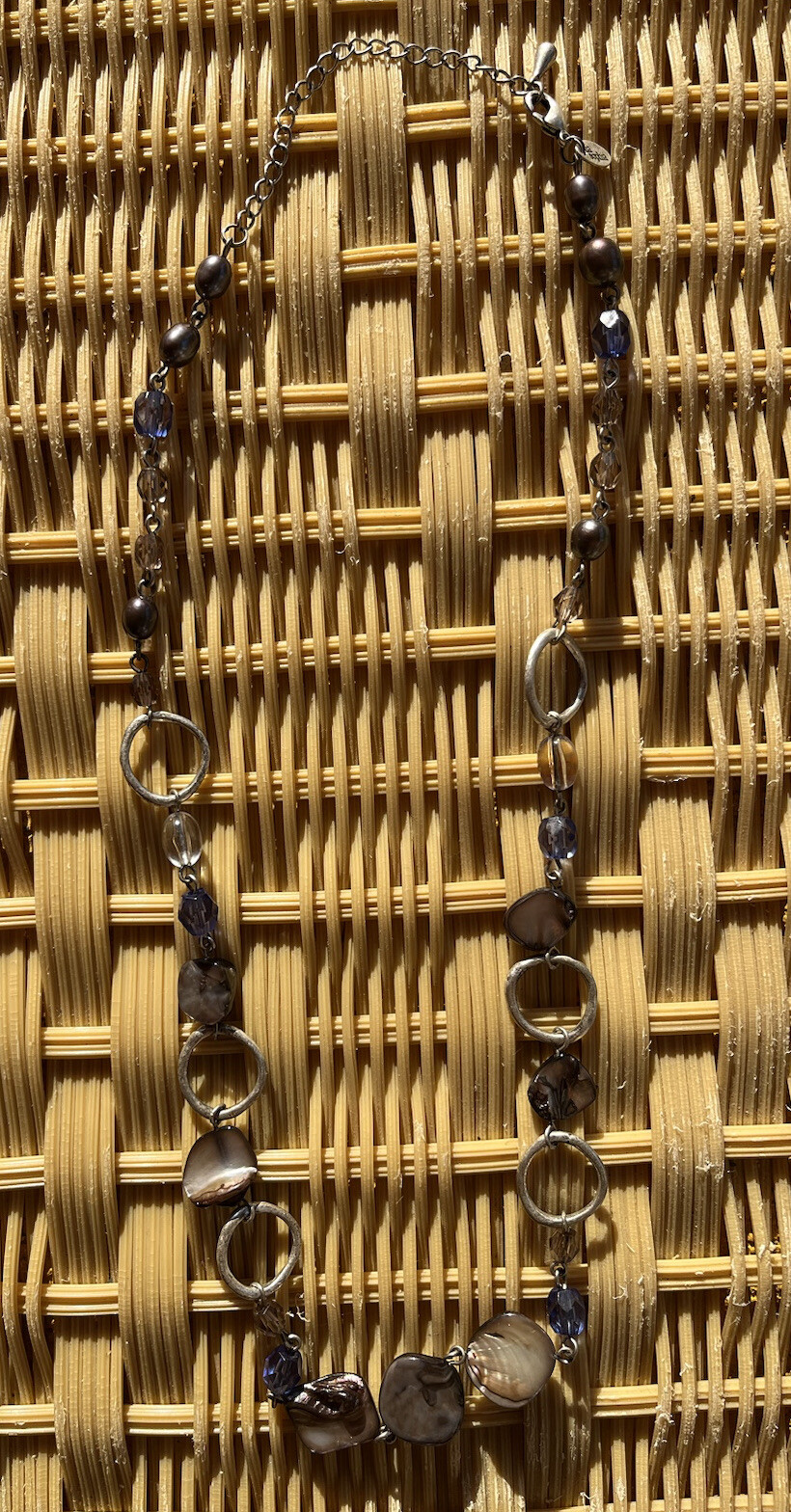 Lia Sofia Abalone shell Necklace w/ beautiful blu… - image 13