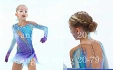 New Ice Figure Skating Dress Figure Skating Dress For Competition blue dyeing