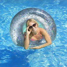 Poolmaster 36" Silver Glitter Tube Swimming Pool Float - 87133