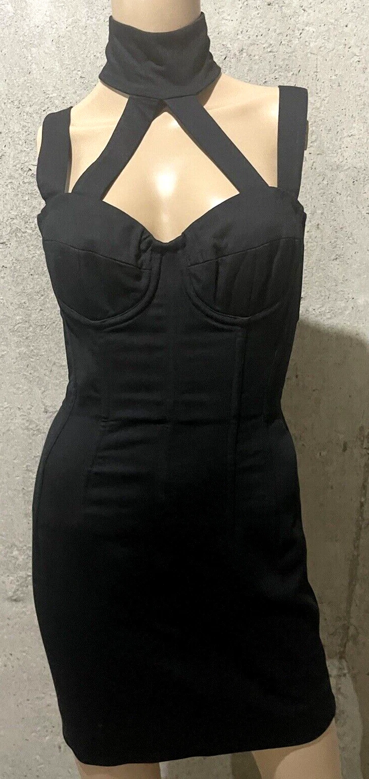 Dolce Gabbana — Dolce & Gabbana Short Sable Black Strappy Bustier Cocktail Dress US 0 2 / IT 38