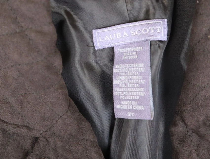 LAURA SCOTT - WOMEN'S BROWN SOFT QUILTED MICROFIBER JACKET - SIZE S - Image 4 of 4